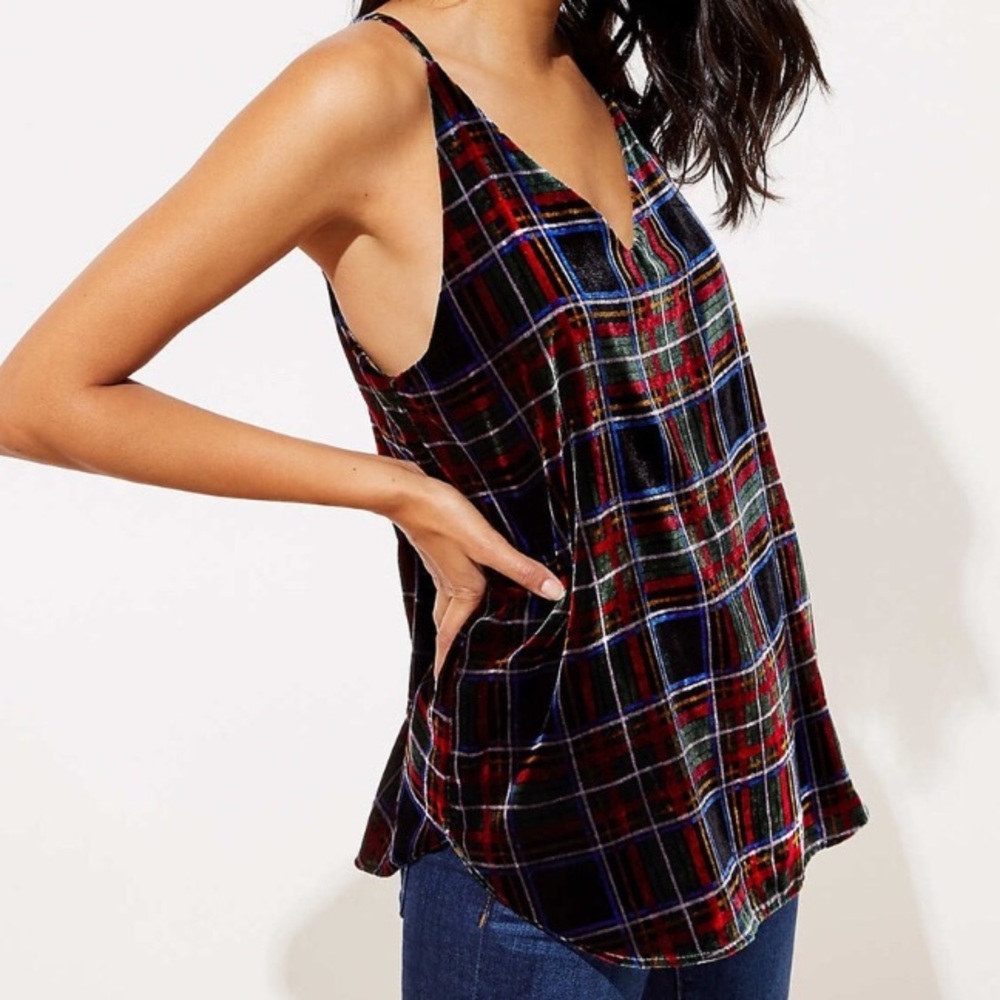 LOFT Plaid Velvet Tank NWT